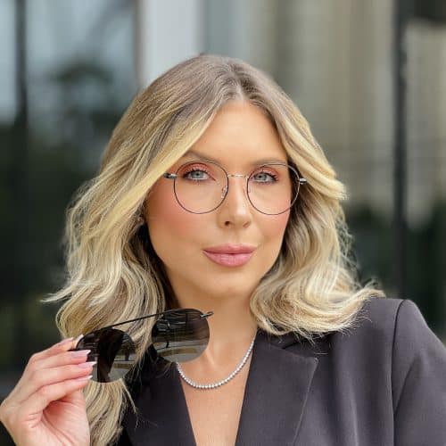 oticagriss oculos 2 em 1 clip on redondo dourado e preto 333 6