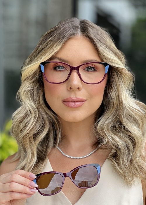 oticagriss oculos clip on 2 em 1 gatinho roxo 346