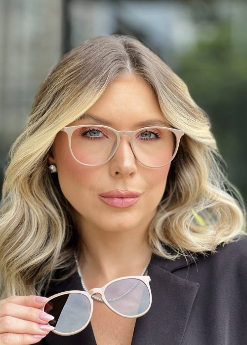 oticagriss oculos clip on 2 em 1 redondo nude 347