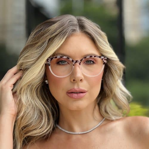 oticagriss oculos de grau feminino redondo tartaruga com nude 344