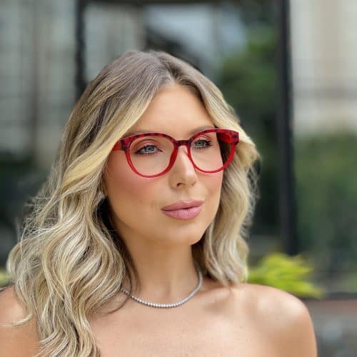 oticagriss oculos de grau feminino redondo vermelho 344 2