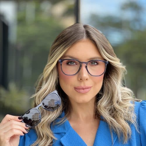 oticagriss oculos clip on 2 em 1 hexagonal azul 352