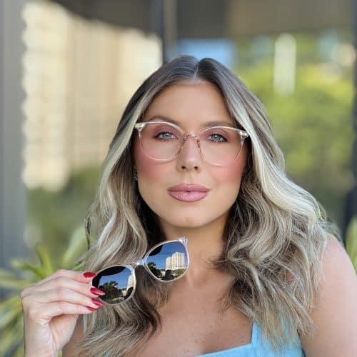 oticagriss oculos clip on 2 em 1 redondo dourado transparente 309