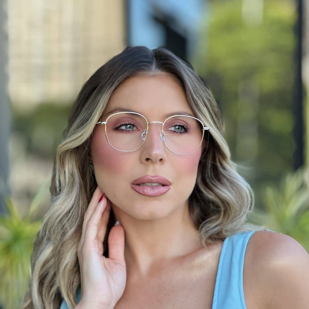 oticagriss oculos de grau feminino redondo dourado 358 1