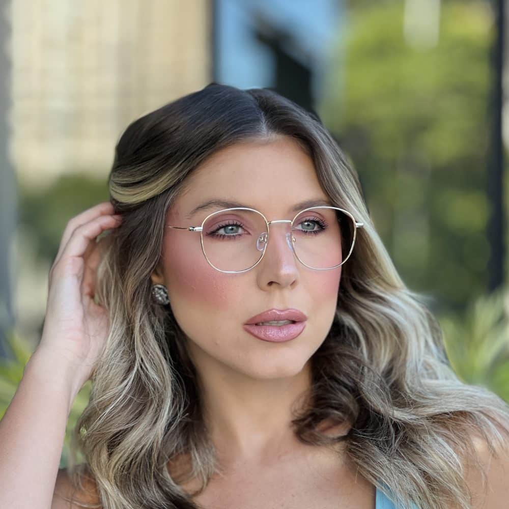 oticagriss oculos de grau feminino redondo dourado 358 3