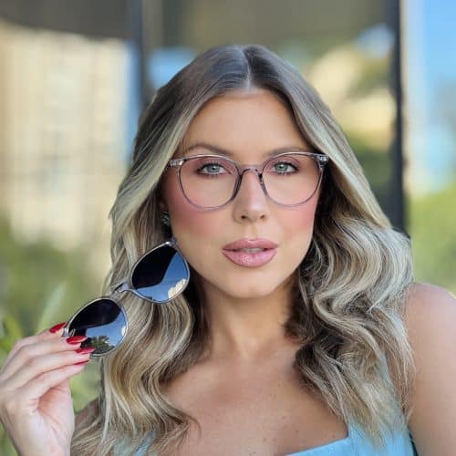 oticagriss oculos feminino clip on 2 em 1 redondo cinza 309