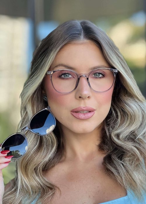 oticagriss oculos feminino clip on 2 em 1 redondo cinza 309