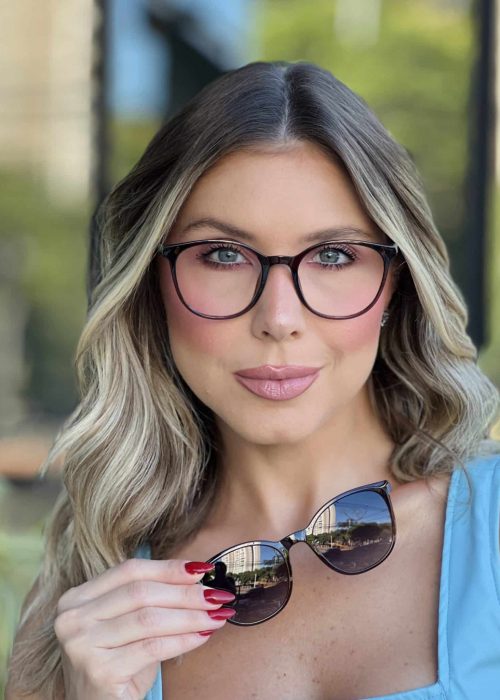 oticagriss oculos feminino clip on 2 em 1 redondo marrom 309