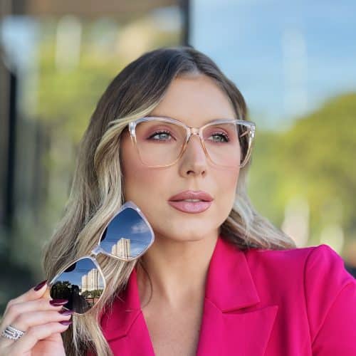 oticagriss oculos clip on 2 em 1 gatinho dourado transparente 345 1