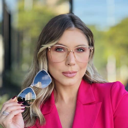 oticagriss oculos clip on 2 em 1 gatinho dourado transparente 345