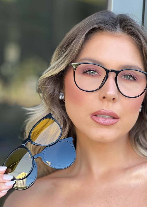 oticagriss oculos 3 em 1 clip on feminino redondo preto 383 5