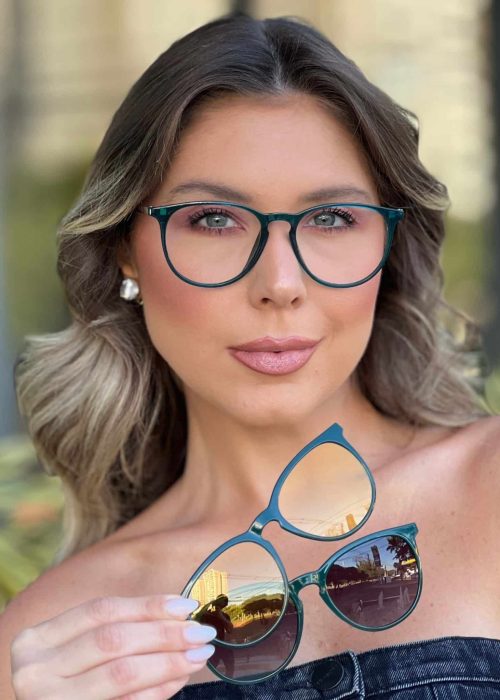 oticagriss oculos 3 em 1 clip on feminino redondo verde 383 1