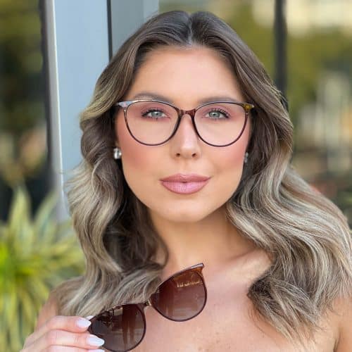 oticagriss oculos clip on 2 em 1 gatinho marrom 310
