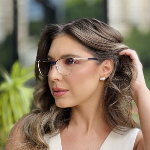 oticagriss oculos de grau feminino gatinho azul 394 1
