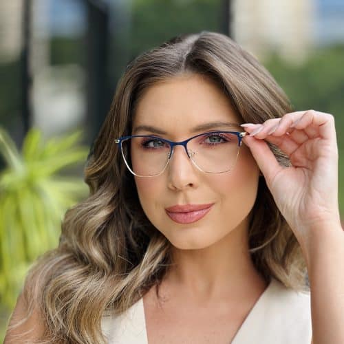 oticagriss oculos de grau feminino gatinho azul 394
