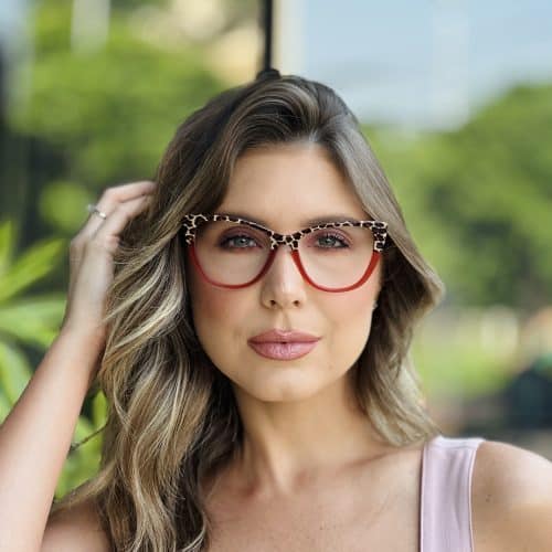 oticagriss oculos de grau feminino gatinho onca e vermelho 396