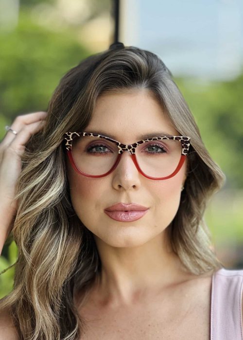 oticagriss oculos de grau feminino gatinho onca e vermelho 396