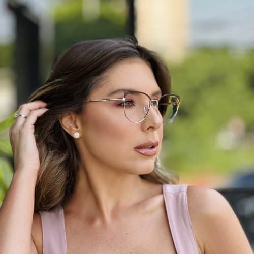 oticagriss oculos de grau feminino gatinho preto e dourado 393 1