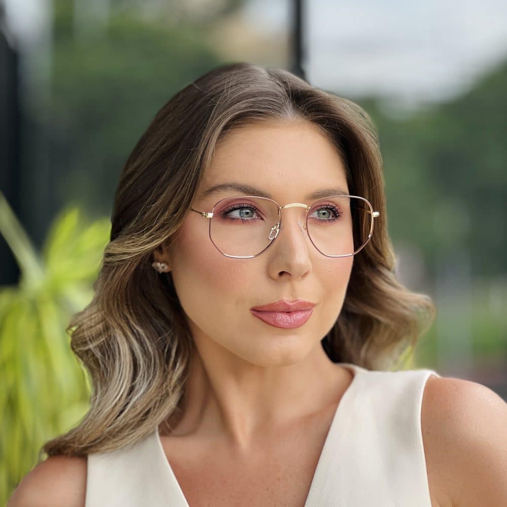 oticagriss oculos de grau feminino hexagonal marrom e dourado 392 oticagriss oculos de grau feminino hexagonal marrom e dourado 392