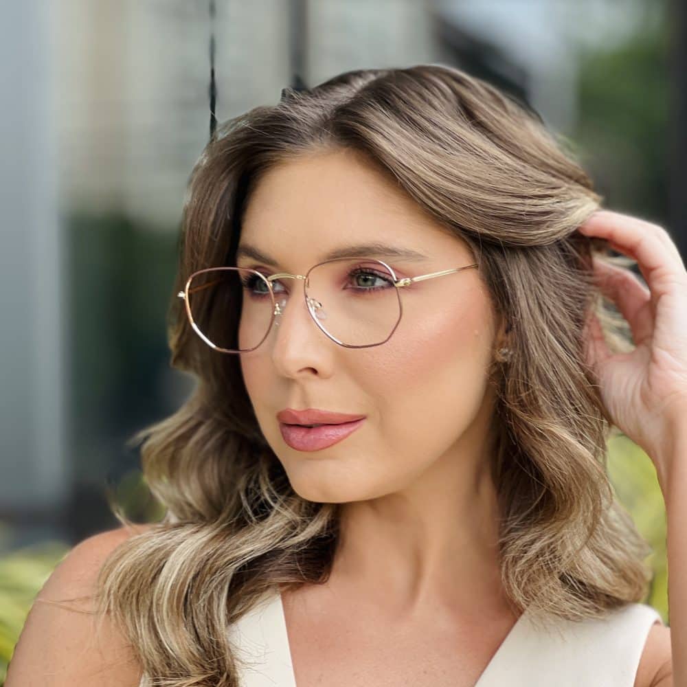 oticagriss oculos de grau feminino hexagonal marrom e dourado 392 3 oticagriss oculos de grau feminino hexagonal marrom e dourado 392 3