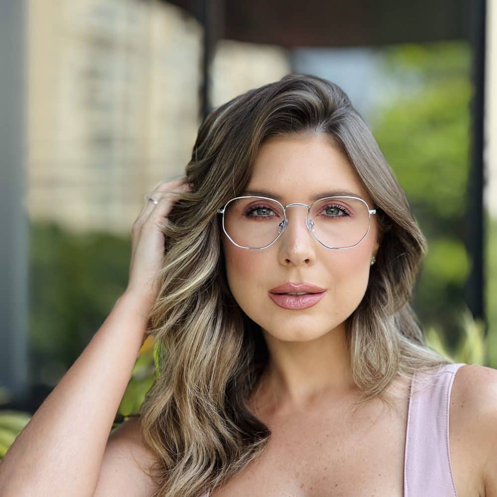 oticagriss oculos de grau feminino hexagonal prata 392 oticagriss oculos de grau feminino hexagonal prata 392
