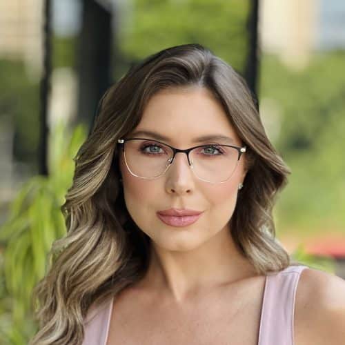 oticagriss oculos de grau feminino hexagonal preto e dourado 392