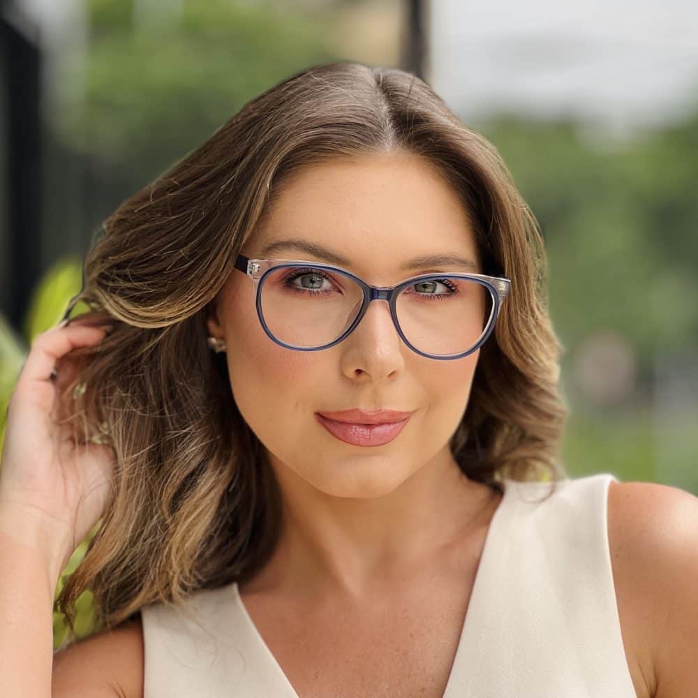 oticagriss oculos de grau feminino redondo azul 398