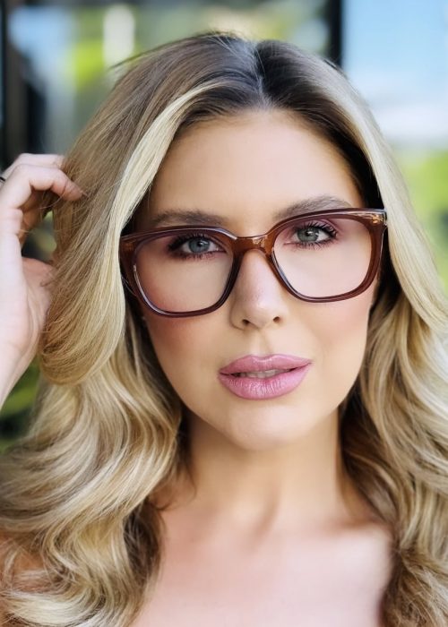 oticagriss oculos de grau feminino quadrado marrom 411