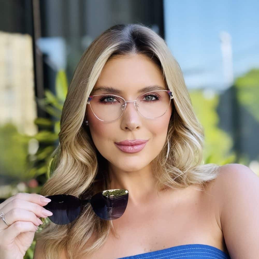 oticagriss oculos feminino 2 em 1 clip on gatinho azul 413 oticagriss oculos feminino 2 em 1 clip on gatinho azul 413