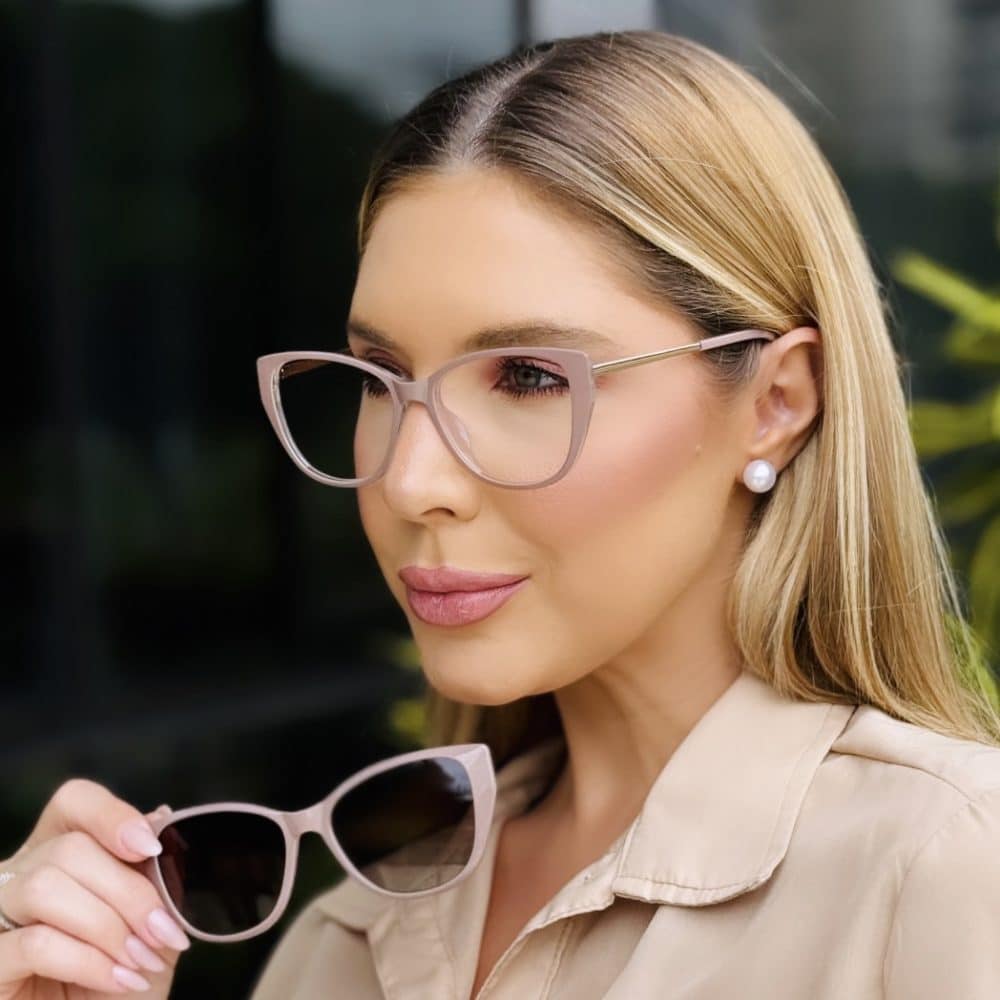 oticagriss oculos feminino 2 em 1 clip on gatinho champanhe 417 1