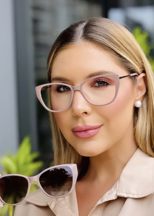 oticagriss oculos feminino 2 em 1 clip on gatinho champanhe 417