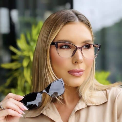 oticagriss oculos feminino 2 em 1 clip on gatinho cinza 415 1