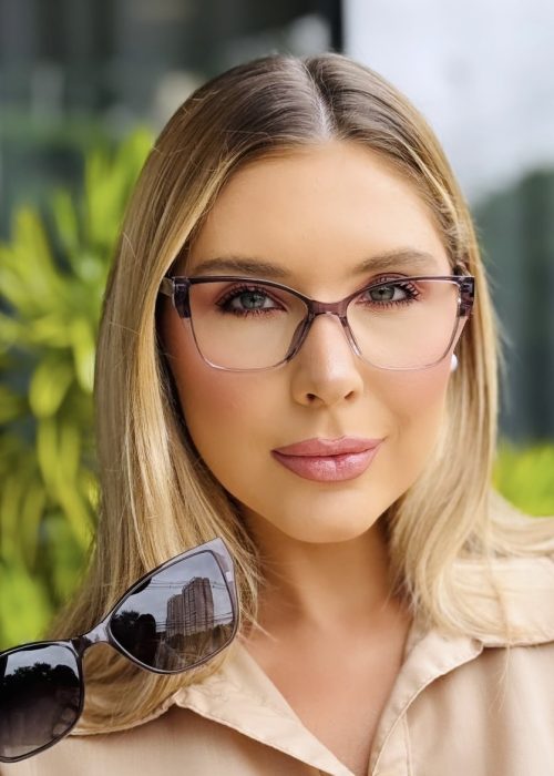 oticagriss oculos feminino 2 em 1 clip on gatinho cinza 415