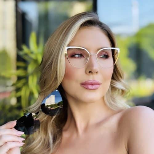 oticagriss oculos feminino 2 em 1 clip on gatinho dourado 410 1