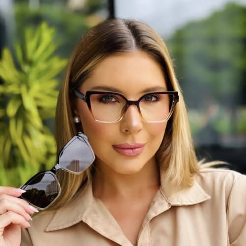 oticagriss oculos feminino 2 em 1 clip on gatinho marrom 414 1