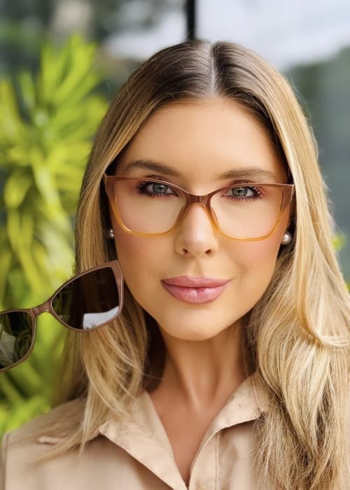 oticagriss oculos feminino 2 em 1 clip on gatinho marrom 415