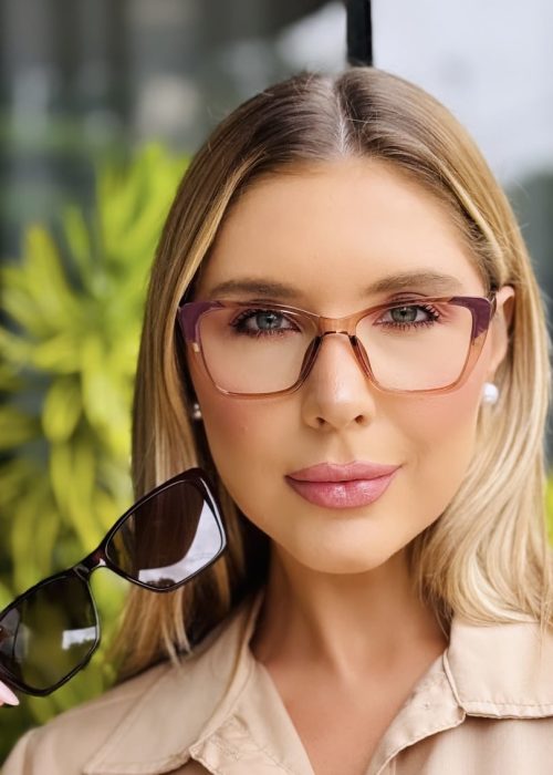 oticagriss oculos feminino 2 em 1 clip on gatinho marrom 416