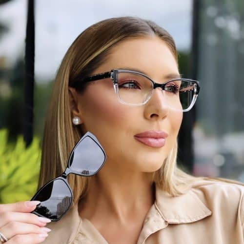oticagriss oculos feminino 2 em 1 clip on gatinho preto 415 8