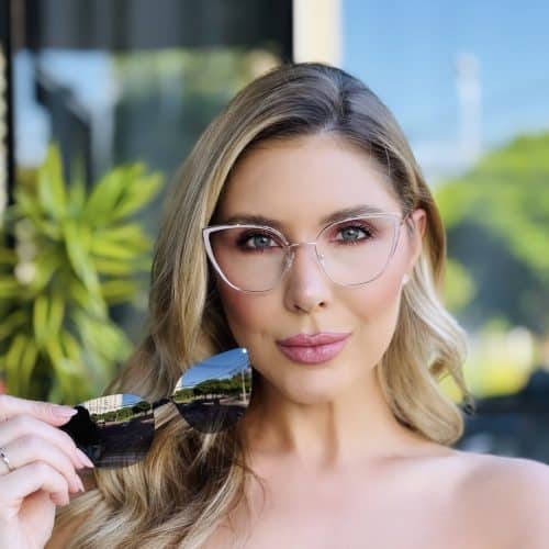 oticagriss oculos feminino 2 em 1 clip on gatinho rosa 410