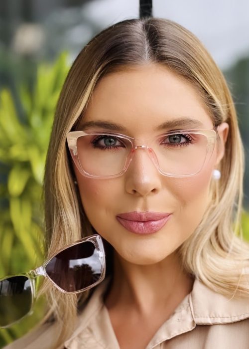 oticagriss oculos feminino 2 em 1 clip on gatinho rosa 416