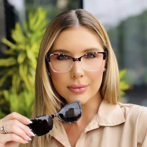 oticagriss oculos feminino 2 em 1 clip on gatinho tartaruga 415 1