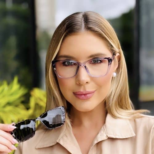 oticagriss oculos feminino 2 em 1 clip on gatinho tartaruga roxo 416 1