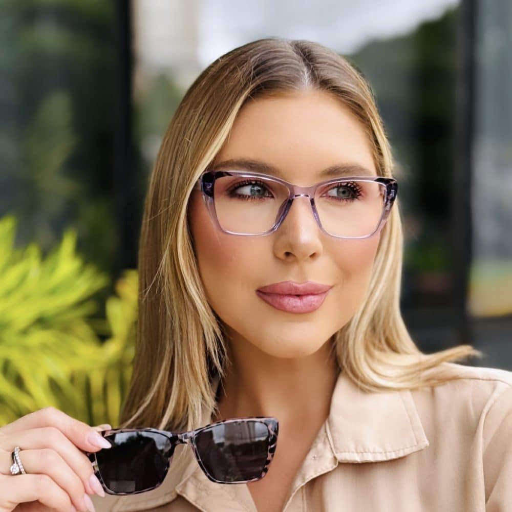 oticagriss oculos feminino 2 em 1 clip on gatinho tartaruga roxo 416 oticagriss oculos feminino 2 em 1 clip on gatinho tartaruga roxo 416