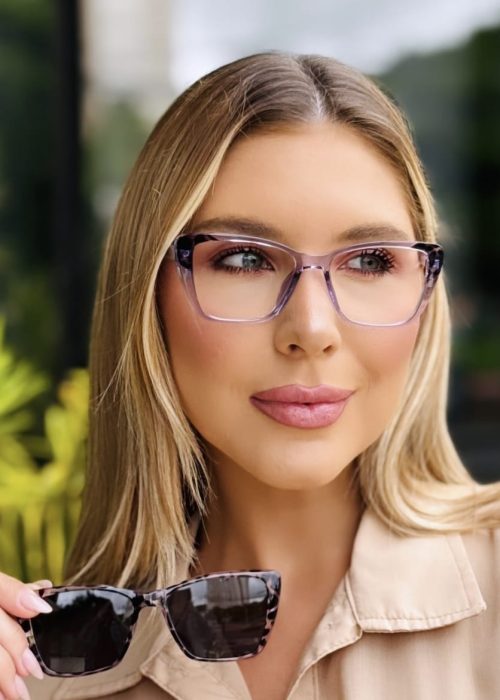 oticagriss oculos feminino 2 em 1 clip on gatinho tartaruga roxo 416