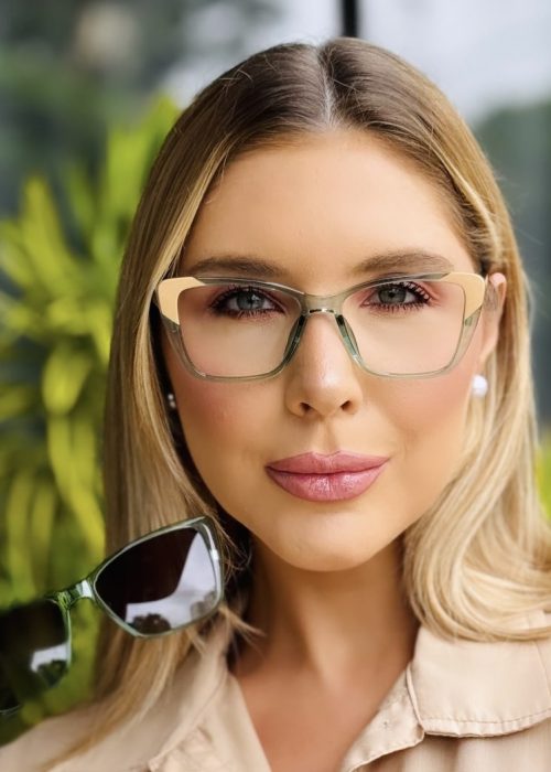oticagriss oculos feminino 2 em 1 clip on gatinho verde 416