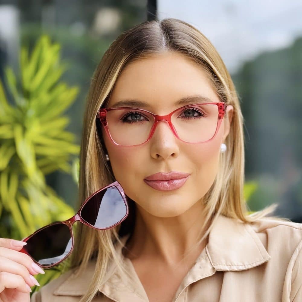 oticagriss oculos feminino 2 em 1 clip on gatinho vermelho 415 oticagriss oculos feminino 2 em 1 clip on gatinho vermelho 415