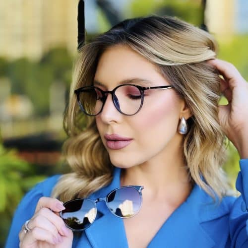 oticagriss oculos clip on 2 em 1 redondo tartaruga e azul 241 1