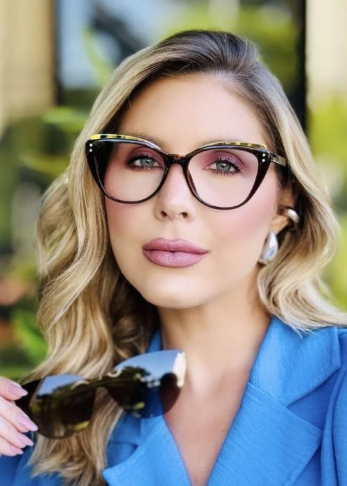 oticagriss oculos feminino 2 em 1 clip on gatinho marrom 424