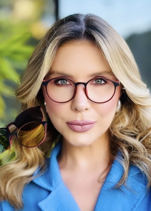 oticagriss oculos 3 em 1 clip on redondo preto e vermelho 427
