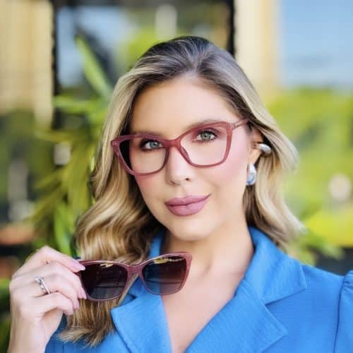 oticagriss oculos feminino 2 em 1 clip on gatinho rose 341